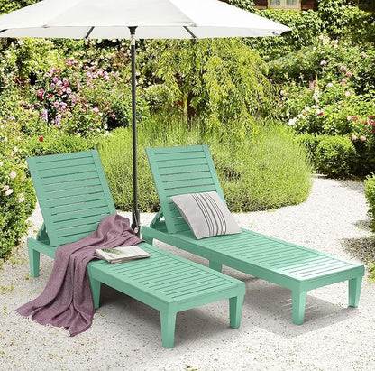 Nestl Sun Tanning Chair - Sage Green Chaise Lounge Chair Outdoor, Lightweight Pool Lounge Chairs, Adjustable 5-Position Reclining Lawn Chair, Waterproof Beach Outdoor Lounge Chairs