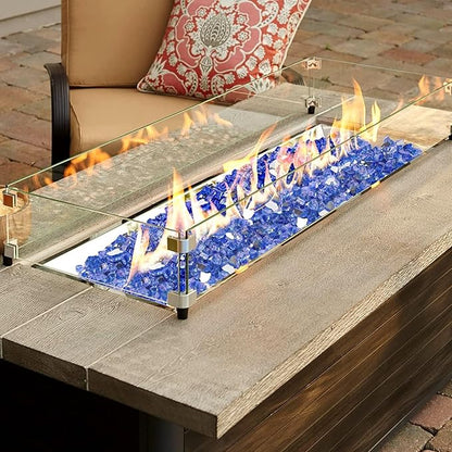 Mr. Fireglass 10 Pounds Fire Glass - 1/4 Inch High Luster Reflective Tempered Glass Rocks for Fireplace Fire Pit Table and Landscaping, Cobalt Blue