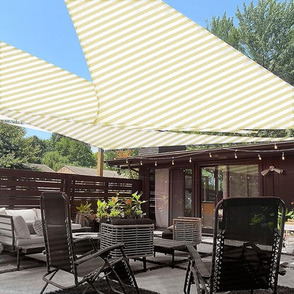 LOVE STORY 16' x 16' x 22' Right Triangle Sun Shade Sail Sunshade Sail UV Block for Patio Garden, Yellow-White