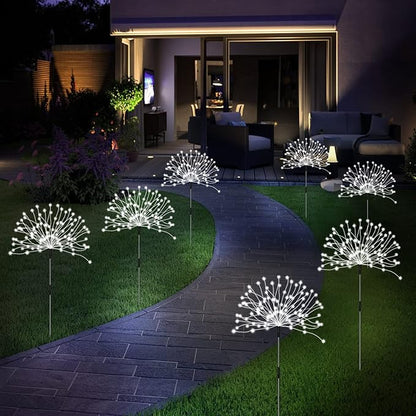 Solar Garden Lights Outdoor, 4 Pack 120 LED Waterproof Decorative String Lights 8 Modes with Remote DIY Outdoor Decor for Pathway Walkway Yard (Cool White)