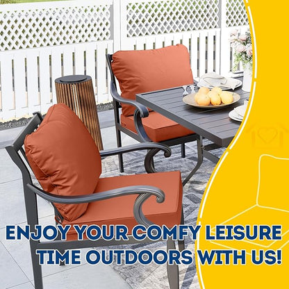 AAAAAcessories Outdoor Seat Cushions for Chairs, Fade-Resistant, Waterproof Patio Furniture Replacement Cushions, 21" x 21" x 3" + 21" x 17", Rust