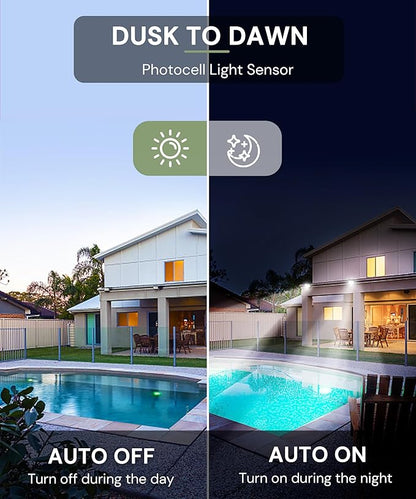 L LOHAS LED Flood Lights Outdoor, 150W Dusk to Dawn Outdoor Lighting, IP66 Waterproof Plug in Floodlights, 6000K Daylight Work Light, Security Lights for Yard, Garage, UL Listed, 2Pack