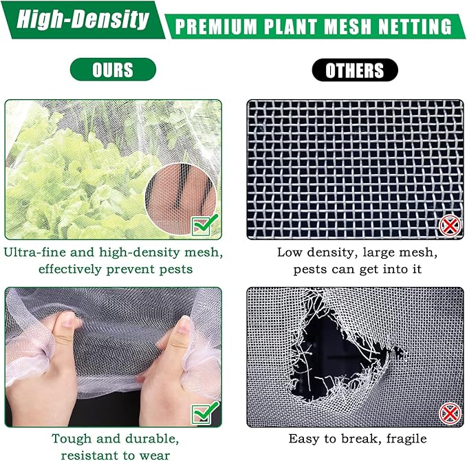 10 X 100 FT Garden Mesh Netting Pest Barrier for Raised Beds, Fruit Tree Netting for Cicadas, Bird Insect Nettings for Garden, Blueberry Bush Strawberry Netting Cover for Garden Protection