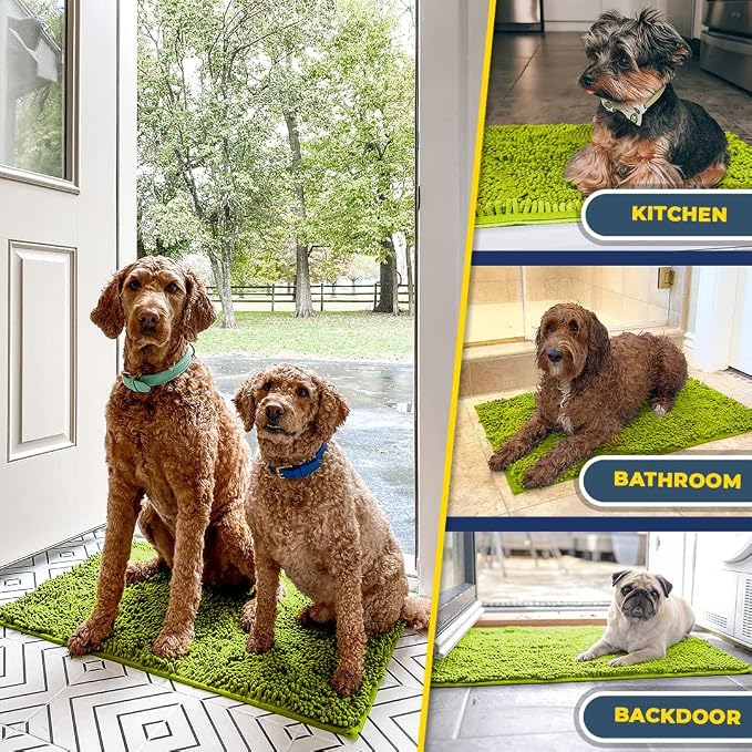Muddy Mat® | Super Water Absorbent Door Mat Indoor, Microfiber Quick Dry Chenille Entryway Rug,Slip Resistant Front Door Mat,Indoor Mats for Entryway,Machine Washable Pet Rug, Spring Green 24" x 96"