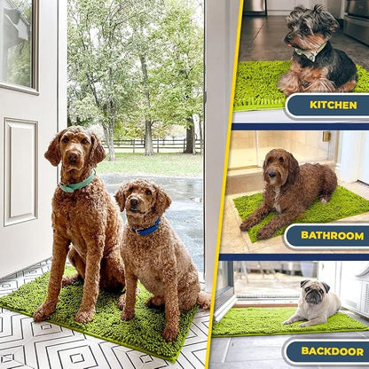 Muddy Mat® | Super Water Absorbent Door Mat Indoor, Microfiber Quick Dry Chenille Entryway Rug,Slip Resistant Front Door Mat,Indoor Mats for Entryway,Machine Washable Pet Rug, Spring Green 24" x 44"