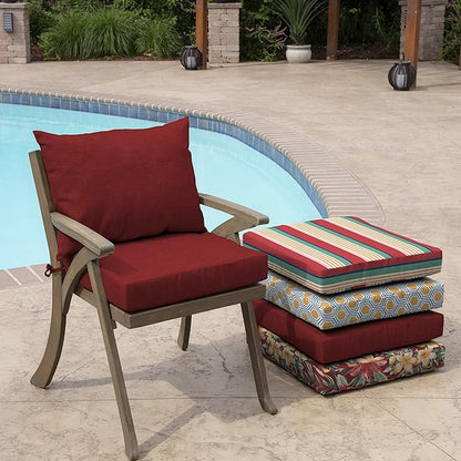 Arden Outdoor Dining Chair Cushion, 21 x 21, Rain-Proof, Fade Resistant 21 x 21, Ruby Red Leala
