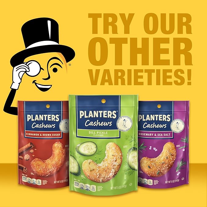 PLANTERS Cashews Salt & Vinegar - Trail Mix Snack Packs - Snacks, Snack Pack, Party Trail Mix, 5 Oz Bag, 1 Pack