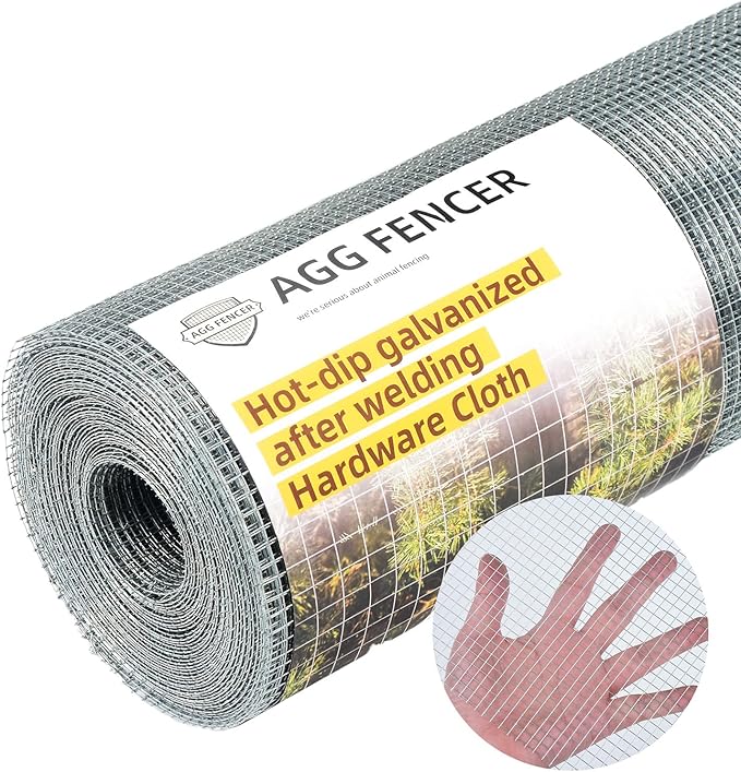 16inch x 50ft Hardware Cloth 1/4 inch Chicken Wire Fencing 23Ga, Hot Dipped Galvanized After Welding Garden Plant Supports Welded Metal Chicken Wire Fence, Poultry Animal Netting Cage Screen