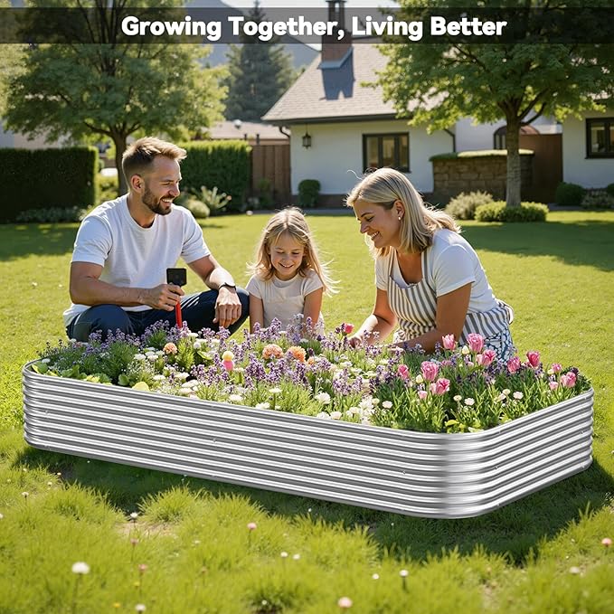 3x2FTx10Inch Galvanized Raised Garden Bed, Outdoor Metal Planter Box for Vegetables Flowers, Large Steel Above Ground Gardening Box