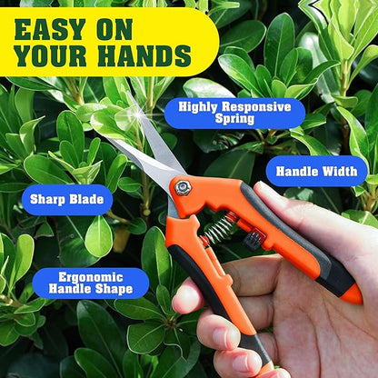 4 Pack Garden Pruning Shears, Stainless Steel Garden Shears, Gardening Shears, Garden Scissors, Clippers, Pruning Snips, Pruning Shears for Gardening Tools (Orange)