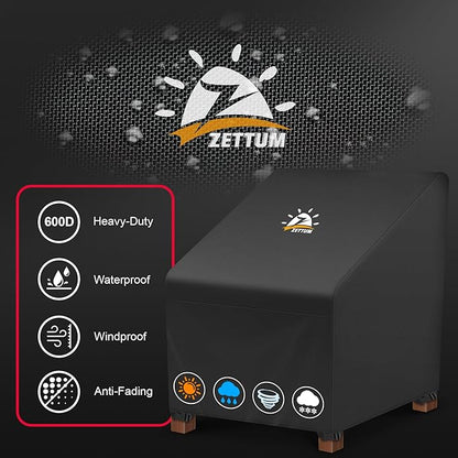 Zettum Patio Chair Covers 2 Pack - 600D Outdoor Chair Cover Waterproof & Heavy Duty, Lawn Lounge Furniture Cover for Wicker, Swivel, Rocking, Single Sofa - 32 x 38 x 36 Inch