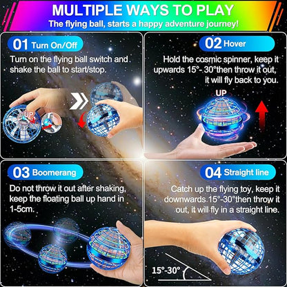 Vantexi Flying Orb Ball Toy,2026 Upgraded Parachute LED,Magic Hand Controlled Mini Gravity Ball,Cosmic Globe Boomerang,Cool Christmas Birthday Gift for 6 7 8 9 10+ Year Old Boys Girls-Blue & Blue