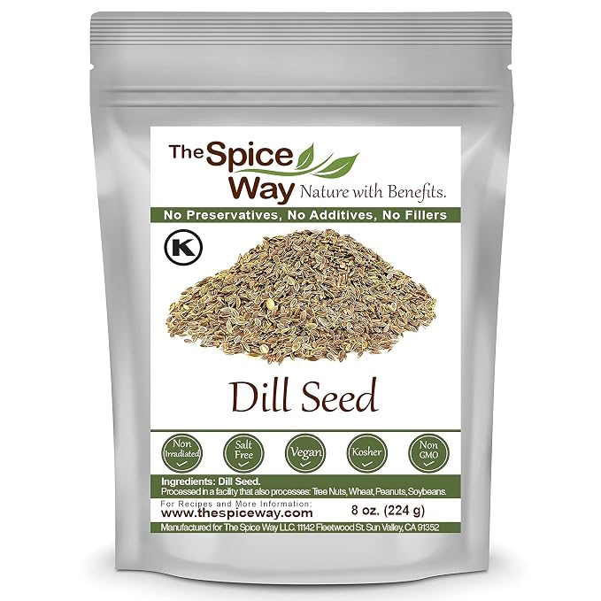 The Spice Way Dill Seed - Dill seeds for pickling, vegetables, pasta, salads and soups. 8 oz Dill Weed Seeds dill seasoning