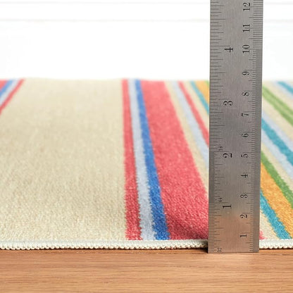 Dash & Albert Cady Stripe Multi Machine Washable Rug, 5 X 8 Feet, Multicolored Stripe Pattern - Premium Luxury Hotel Quality Soft Breathable Hypoallergenic Machine Washable Easy Care All Season