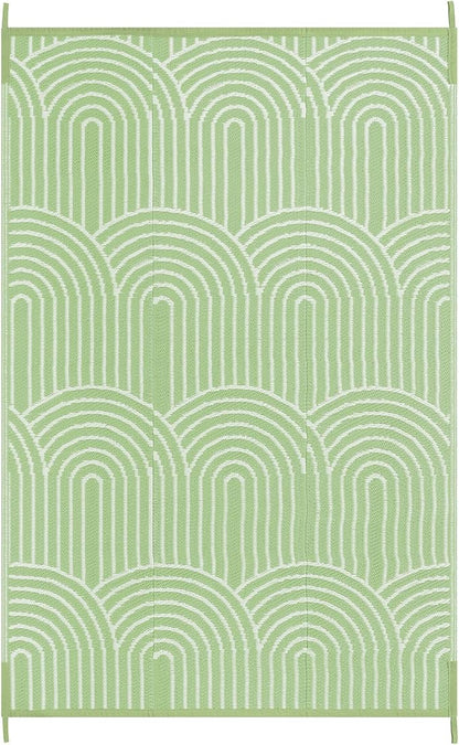 Anidaroel Patio Rugs Outdoor 6’x9’ Clearance Waterproof, Reversible Rainbow Outdoor Plastic Straw Outside Rugs, RV Outdoor Rugs for Camping, Porch, Balcony, Backyard (Green, 6‘X9')