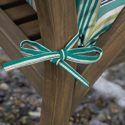 Arden Outdoor Patio Dining Chair Cushion, 20x44, Rain-Proof Seat Pad, Fade-Resistant Outdoor Cushion Teal Cobalt Stripe