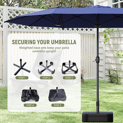 Outdoor Patio Umbrella, Table Umbrella with Push Button Tilt and Crank, 8 Ribs Market Umbrella