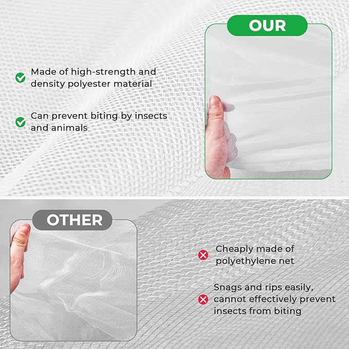 Hiraliy Garden Netting for Raised Beds,Garden Bed Cover Instant Pop-Up,Portable Garder Cover for Raised Garden Bed,Crop Cage for Protecting Plant for Indoor Outdoor,Elevated Bottom,59 X 27.5 X 39
