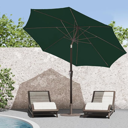 PatioKingdom 9FT Patio Outdoor Umbrella-UPF 50+ Sun Shade with Wind Vent, Push-Button Tilt & Smooth Crank Lift, Rust-Resistant Fiberglass Frame for Garden, Backyard,Yard (Dark Green, 9FT)