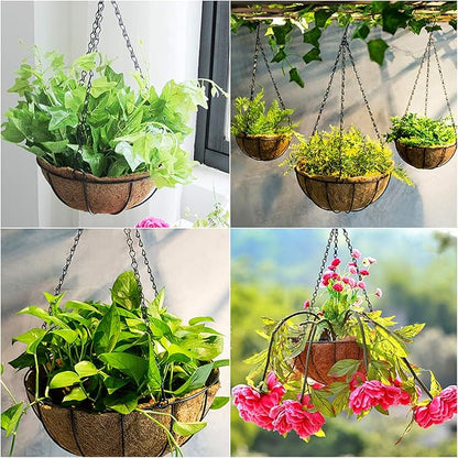 Metal Hanging Planters Basket Set of 3 Hanging Flower Pots 12 Inch Chain Round Wire Plant Holder with Coco Coir Liner Garden Watering Hanging Baskets for Patio Garden Outdoor1