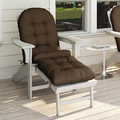 Adirondack Chair Cushion with Ottoman, Folding Adjustable Adirondack Seat Cushions, Waterproof Adirondack Patio Chair Pads for Garden, Deck, or Poolside, Small-Brown-1