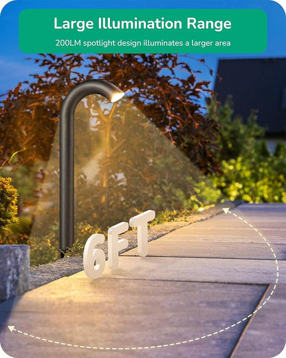 EDISHINE Low Voltage Landscape Lighting, 3W 3000K 200LM Bright LED Pathway Lights Wired, IP65 Outdoor Landscape Lighting & Accessories, CRI80 Aluminum Bent Pipe Path Light for Yard Garden