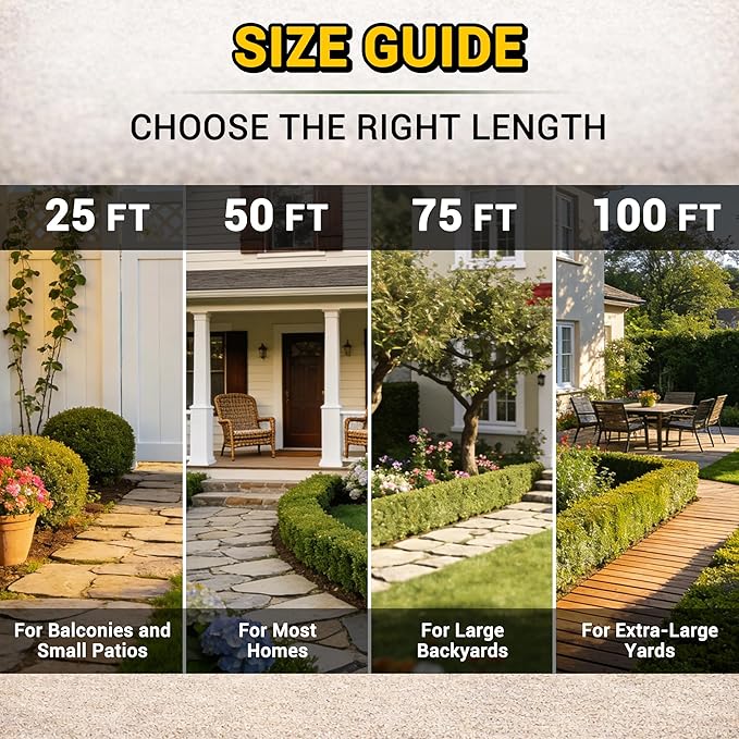 TheFitLife Garden Hose 100 ft - Heavy Duty 100ft Non-Expandable Long Water Hose, No Kinking, Lightweight, Full Property Coverage Without Compromise, 1/2 id x 100 Feet