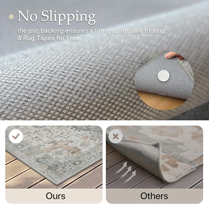 GENIMO Outdoor & Indoor Area Rug 2'x 3', Waterproof, Non-Shedding, Easy Cleaning, Boho Mat for Patio, Living Room, Balcony, Dining Room, RV, Deck, Bedroom, Camping, Outside Carpet,Light Grey Brown
