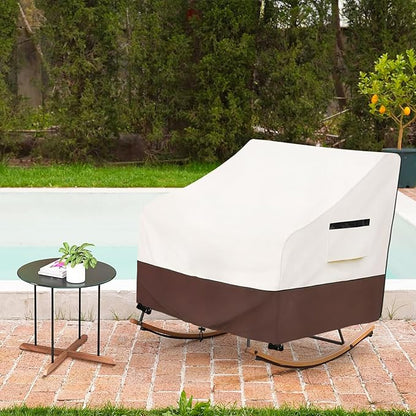 Outdoor Rocking Chair Cover 600D Heavy Duty Waterproof Patio Egg Rocking Chair Covers,for 41" W x 45" D x 31" H Outdoor Papasan Rocking Chair Beige