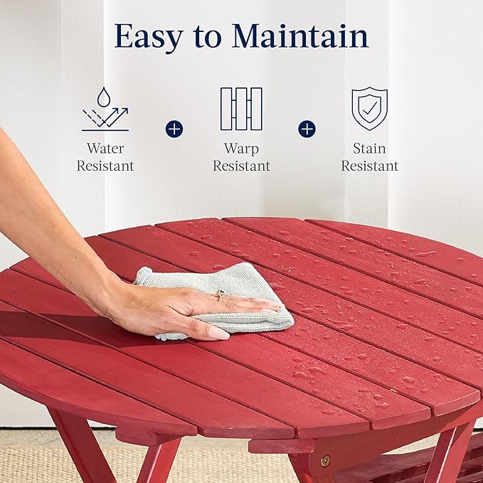 Best Choice Products 3-Piece Acacia Wood Bistro Set, Folding Patio Furniture for Backyard, Balcony, Deck w/ 2 Chairs, Round Coffee Table, Teak Finish - Ruby