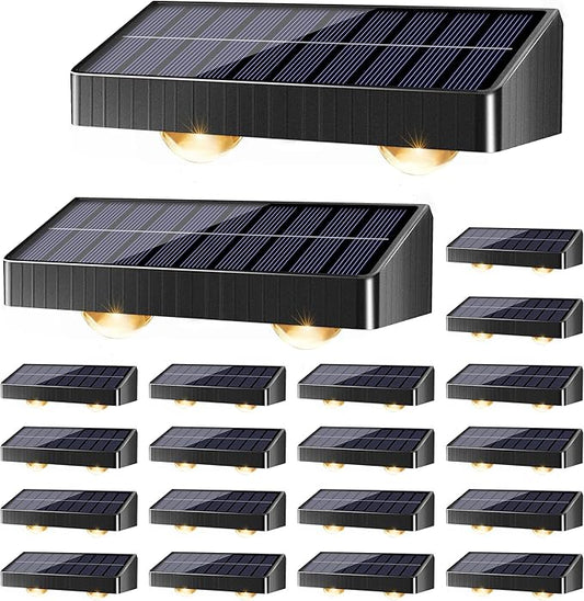 Brizled Solar Fence Lights, 20 Pack 3 Colors 6 Modes 250ml Outdoor Fence Solar Lights, IP65 Waterproof Outdoor Wall Light Landscape Lighting for Backyard Garden Patio Deck Railing Poolside
