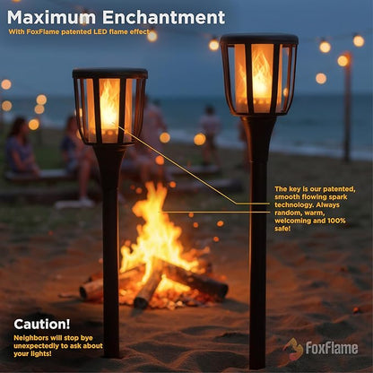 Solar Landscape Lights Rustic - Realistic Flickering Flame Patented LED, Adjustable Height, Pathway Lights Solar Powered Torch with Poles for Outdoor Landscape, Garden, Yard, and Patio Decor (1 Pack)