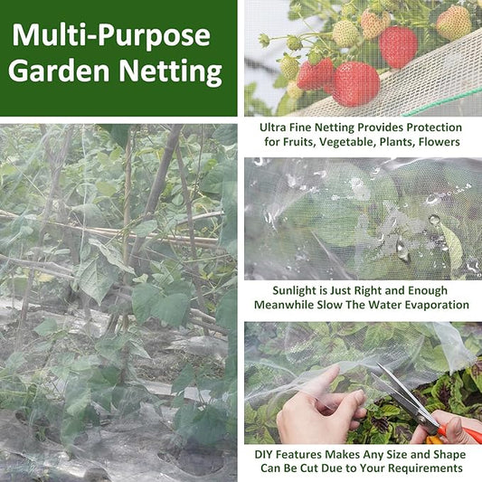 Ultra Fine Garden Netting, 4x25Ft Mesh Plant Netting Pest Barrier for Garden Protection Row Cover Raised Bed Screen Mesh Greenhouse Mosquito Net, Protecting Tree Plants Vegetable Flowers Fruits