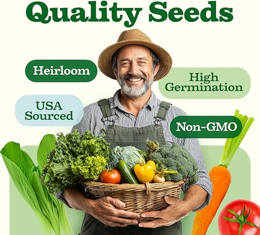 HOME GROWN 55 Variety Survival Seed Vault 28,000+ Heirloom Non-GMO Vegetable Seeds for Planting, High Germination, Emergency Food Supply,Year-Round Garden Starter Kit,Gift for Gardeners