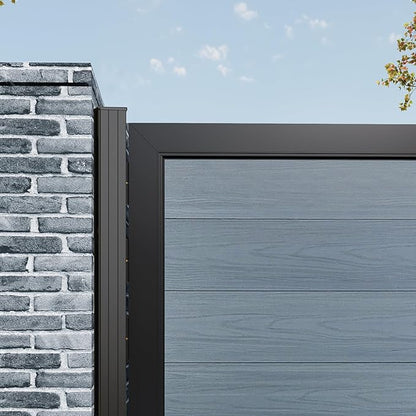 Wood Plastic Privacy Double Fence Gate 6ft(H) x 8ft(W), Metal Frame with Knob Kits, Durable Composite Outdoor Gate,Gray