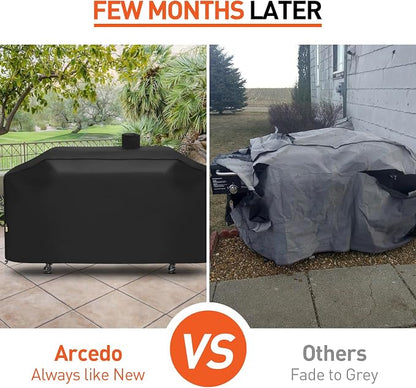 Arcedo Grill Cover Compatible with Pit Boss Memphis Ultimate and Smoke Hollow 4 in 1 Gas Charcoal Combo Grill, Heavy Duty Waterproof 75 Inch All Weather Protection Outdoor BBQ Cover