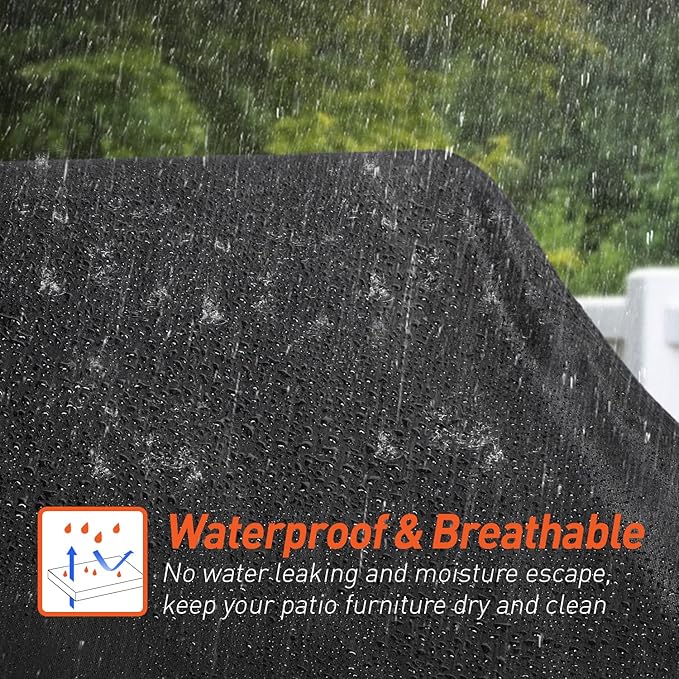 Arcedo Waterproof 3-Seater Furniture Cover, Outdoor Couch Cover for Patio Sofa, All Weather Protection for Chair Seat, 79" W x 37" D x 35" H, Black