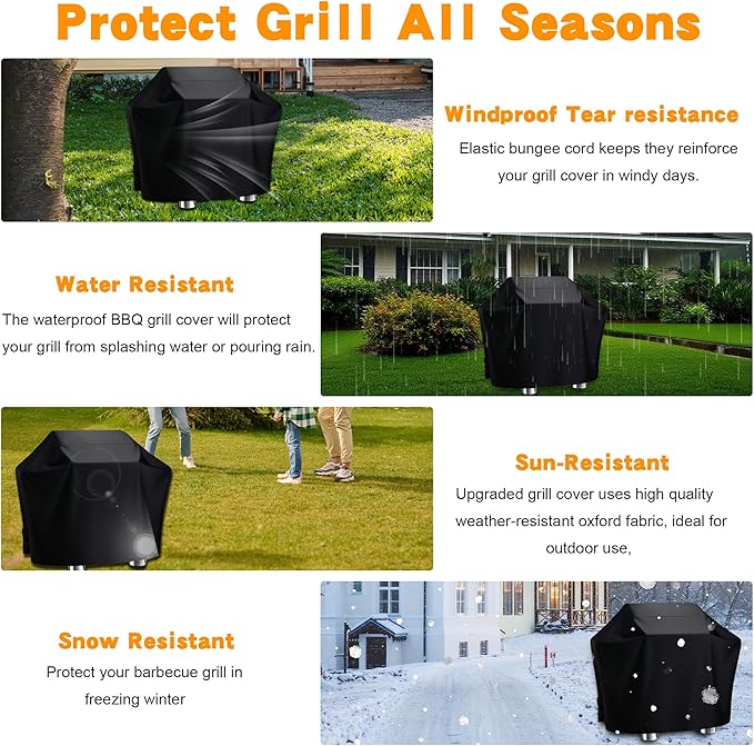 40 Inch Grill Cover, Waterproof BBQ Cover for 36-40 Inch Gas Grill, 420D Oxford Fabric UV Resistant Outdoor Barbecue Cover with Storage Bag, fits Weber Nexgrill Char-Broil