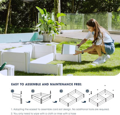 PASAMIC 8x4x1ft Vinyl Raised Garden Bed, Rust-Proof Raised Plant Box for Gardening, Durable Outdoor Planter Box with Open Bottom, DIY Above Ground Vinyl Garden Beds for Fruit, Vegetables, Herbs