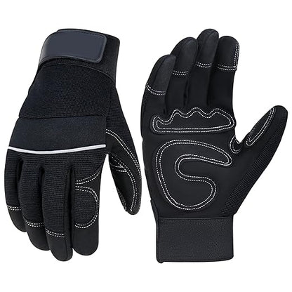 HANDLANDY Work Gloves Mens & Women, Utility Safety Mechanic Working Gloves Touch Screen, Flexible Breathable Yard Work Gloves (Small, Black)