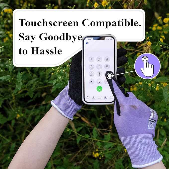 HandLove 6 Pairs Gardening Gloves for Women-Moisturizing Durable Work Gloves.Latex-free Sandy Nitrile Coated for Yard Garden,Touchscreen Friendly Protective Work with Grip,Medium,Pink&Green
