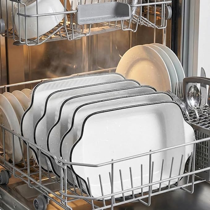 IJRPLM Small Baking Dishes Set of 4, 34 Oz Ceramic Baking Dish, Rectangular Ceramic Casserole Dishes with Handle, White Porcelain Bakeware for Cakes,Desserts, Oven Safe & Microwave Safe, 8.1x5.7x2''