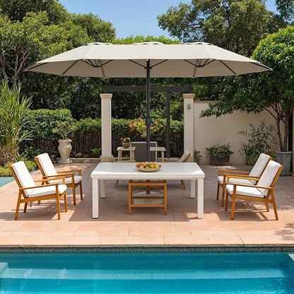 Outdoor Patio Umbrella, Table Umbrella with Push Button Tilt and Crank, 8 Ribs Market Umbrella