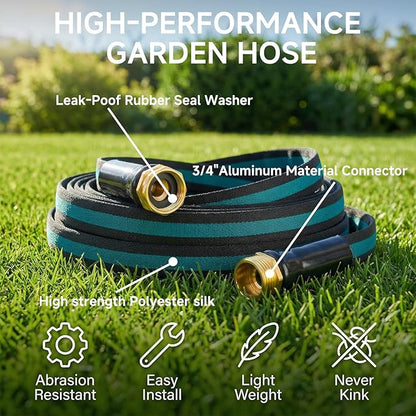25FT Lightweight Garden Hose – Kink-Resistant, Flexible, High-Pressure Hose for Outdoor Watering, Lawn Care, Garden, and Car Cleaning