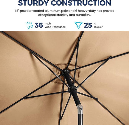 SUNVIVI OUTDOOR Patio Umbrella, Rectangular Patio Umbrella, Metal Pole Square Outdoor Umbrella with Crank and Push Button Tilt, Large Outdoor Umbrella with Polyester Canopy