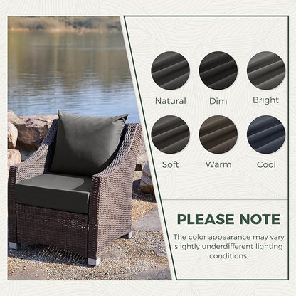 Outdoor Cushions for Patio Furniture, Outdoor Seat Cushion Set 24 x 24 x 5.75 Inch, Waterproof & Fade Resistant Outdoor Chair Cushions, Deep Patio Chair Cushion with Removable Cover, Dark Grey