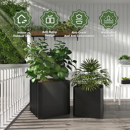 Steel Planter Box-20"x20"x20"-Large Square Planter Box-Outdoor Indoor-Cube Steel Planter Heavy Duty Black Metal Planter Box Commercial Residential for Home Garden Porch Hotel Patio