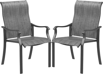 UDPATIO Patio Dining Chairs Set of 2, High Back Wide Seat Outdoor Furniture Chairs with All Weather Breathable Textilene, for Lawn Garden Backyard Deck, Dark Grey