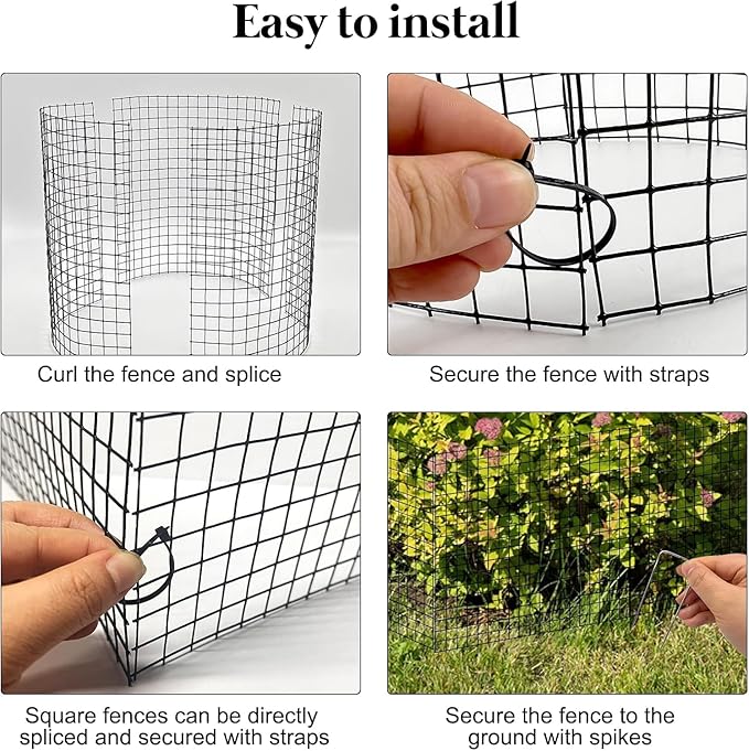 15 Pcs Large Wire Plant Protector from Animals, 5 Sets 24" H X 12" Dia Metal Plant Cage Chicken Wire Cloche Pack with Ground Stakes and Nylon Tie to Keep Animals Out, Garden Protection Bunny Barricade