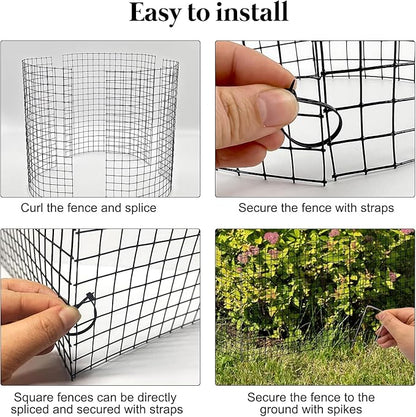 15 Pcs Large Wire Plant Protector from Animals, 5 Sets 24" H X 12" Dia Metal Plant Cage Chicken Wire Cloche Pack with Ground Stakes and Nylon Tie to Keep Animals Out, Garden Protection Bunny Barricade